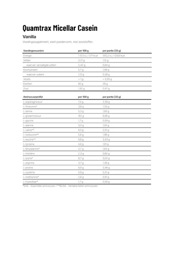 Quamtrax -  Micellar Caseine (907 gr.) - Afbeelding 2