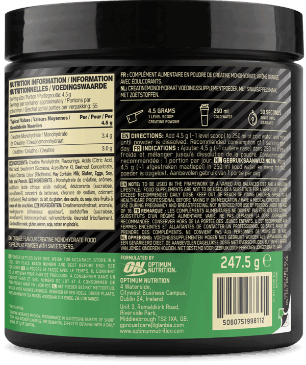 Optimum Nutrition - Mironised Creatine (247,5gram) - Afbeelding 2