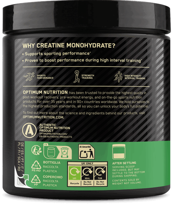 Optimum Nutrition - Mironised Creatine (247,5gram) - Afbeelding 3
